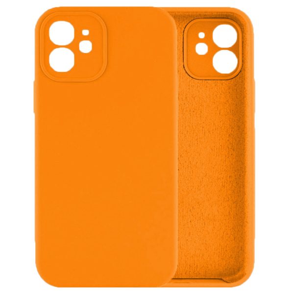 Husa protectie, interior de catifea, compatibila cu Apple iPhone 12, FONIX BloomShield, silicon, margini ridicate, slim, Portocaliu neon4