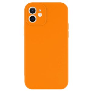 Husa protectie, interior de catifea, compatibila cu Apple iPhone 12, FONIX BloomShield, silicon, margini ridicate, slim, Portocaliu neon5