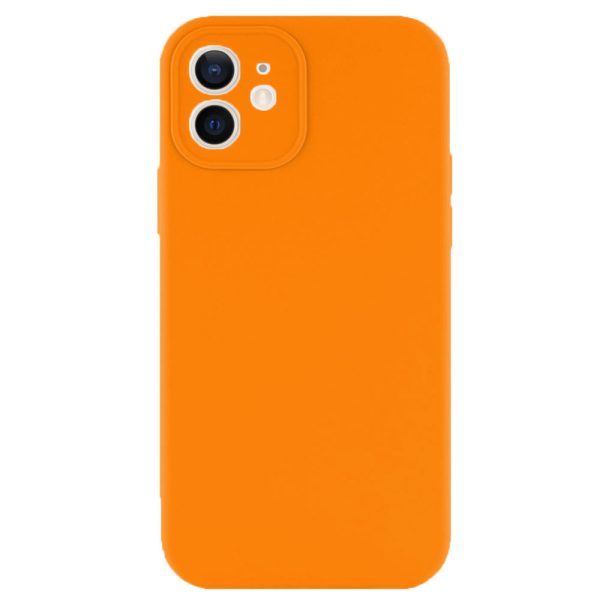 Husa protectie, interior de catifea, compatibila cu Apple iPhone 12, FONIX BloomShield, silicon, margini ridicate, slim, Portocaliu neon5