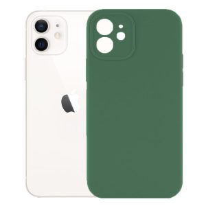 Husa protectie, interior de catifea, compatibila cu Apple iPhone 12, FONIX BloomShield, silicon, margini ridicate, slim, Verde inchis