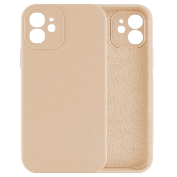 Husa protectie, interior de catifea, compatibila cu Apple iPhone 12, FONIX BloomShield, silicon, margini ridicate, slim, Crem4