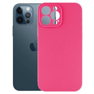 Husa protectie, interior de catifea, compatibila cu Apple iPhone 12 Pro, FONIX BloomShield, silicon, margini ridicate, slim, Roz neon