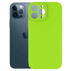 Husa protectie, interior de catifea, compatibila cu Apple iPhone 12 Pro Max, FONIX BloomShield, silicon, margini ridicate, slim, Verde neon