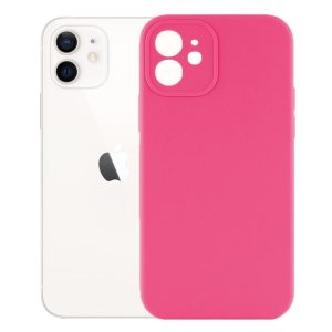 Husa protectie, interior de catifea, compatibila cu Apple iPhone 12 Mini, FONIX BloomShield, silicon, margini ridicate, slim, Roz neon