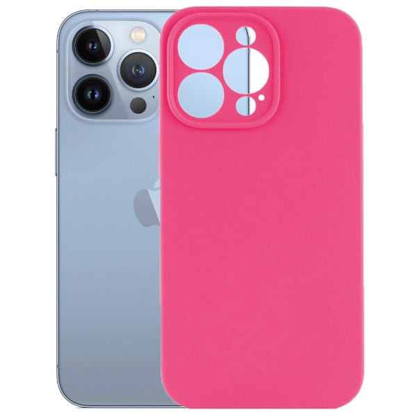 Husa protectie, interior de catifea, compatibila cu Apple iPhone 13 Pro, FONIX BloomShield, silicon, margini ridicate, slim, Roz neon