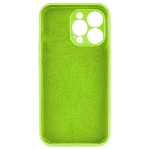 Husa protectie, interior de catifea, compatibila cu Apple iPhone 13 Pro Max, FONIX BloomShield, silicon, margini ridicate, slim, Verde neon2