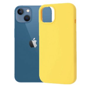 Husa protectie, interior de catifea, compatibila cu Apple iPhone 13, FONIX BloomShield, silicon, margini ridicate, slim, Galben