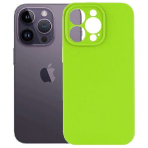 Husa protectie, interior de catifea, compatibila cu Apple iPhone 14 Pro, FONIX BloomShield, silicon, margini ridicate, slim, Verde neon