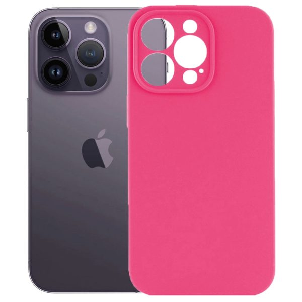 Husa protectie, interior de catifea, compatibila cu Apple iPhone 14 Pro, FONIX BloomShield, silicon, margini ridicate, slim, Roz neon