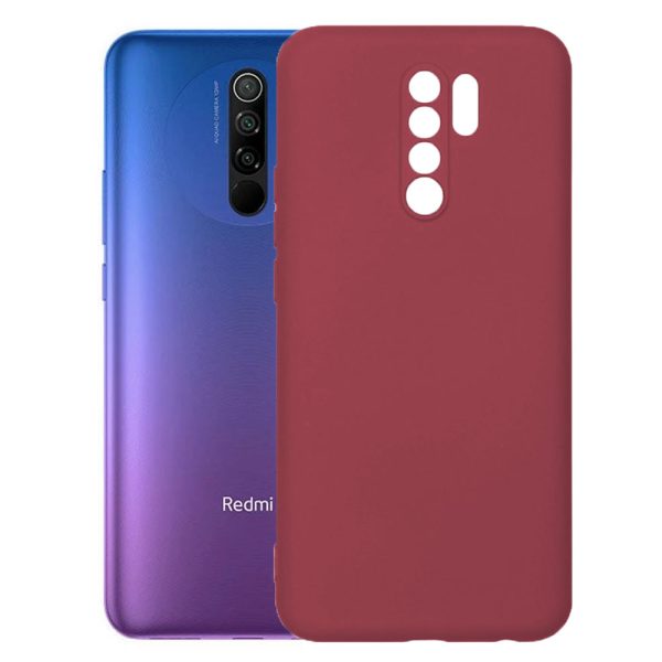 Husa protectie, interior de catifea, compatibila cu Xiaomi Redmi 9, FONIX BloomShield, silicon, margini ridicate, slim, Visiniu