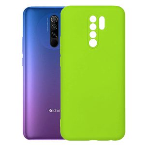 Husa protectie, interior de catifea, compatibila cu Xiaomi Redmi 9, FONIX BloomShield, silicon, margini ridicate, slim, Verde neon