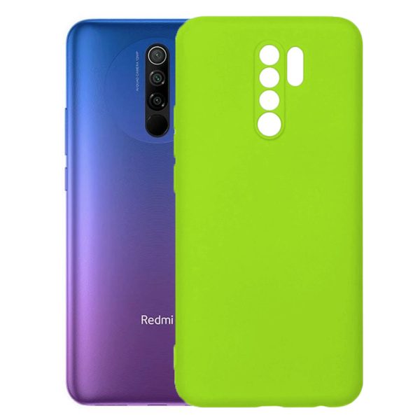 Husa protectie, interior de catifea, compatibila cu Xiaomi Redmi 9, FONIX BloomShield, silicon, margini ridicate, slim, Verde neon