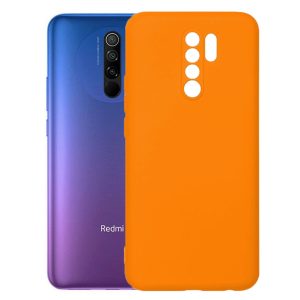 Husa protectie, interior de catifea, compatibila cu Xiaomi Redmi 9, FONIX BloomShield, silicon, margini ridicate, slim, Portocaliu neon