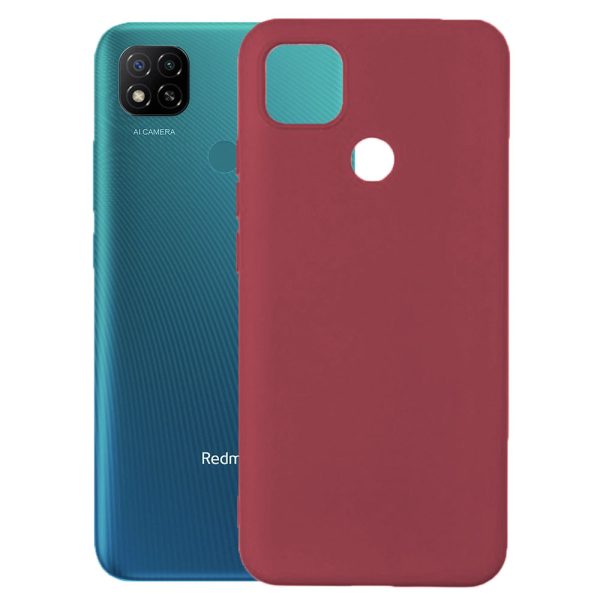 Husa protectie, interior de catifea, compatibila cu Xiaomi Redmi 9C, FONIX BloomShield, silicon, margini ridicate, slim, Burgundy