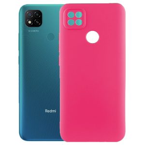 Husa protectie, interior de catifea, compatibila cu Xiaomi Redmi 9C, FONIX BloomShield, silicon, margini ridicate, slim, Roz neon