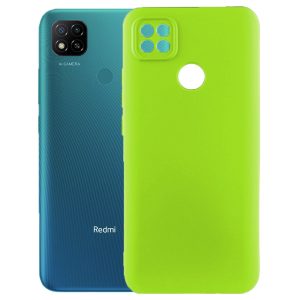 Husa protectie, interior de catifea, compatibila cu Xiaomi Redmi 9C, FONIX BloomShield, silicon, margini ridicate, slim, Verde neon