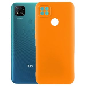 Husa protectie, interior de catifea, compatibila cu Xiaomi Redmi 9C, FONIX BloomShield, silicon, margini ridicate, slim, Portocaliu neon