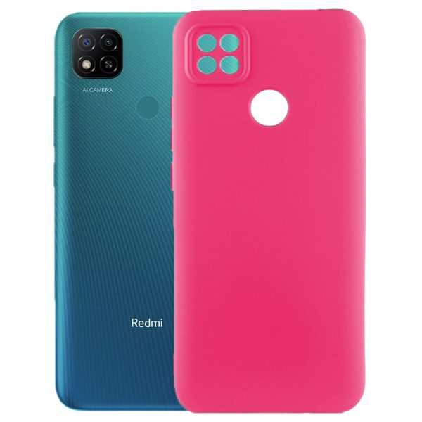 Husa protectie, interior de catifea, compatibila cu Xiaomi Redmi 10A, FONIX BloomShield, silicon, margini ridicate, slim, Roz neon