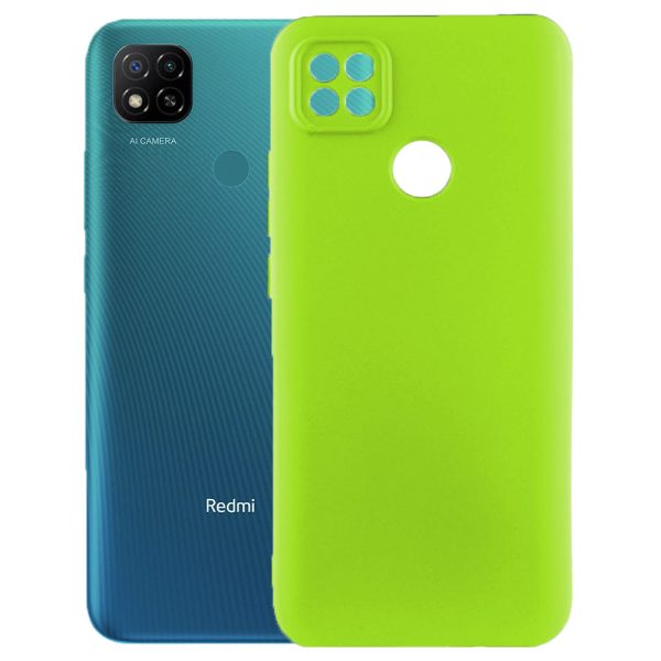 Husa protectie, interior de catifea, compatibila cu Xiaomi Redmi 10A, FONIX BloomShield, silicon, margini ridicate, slim, Verde neon