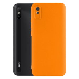 Husa protectie, interior de catifea, compatibila cu Xiaomi Redmi 9A / 9AT, FONIX BloomShield, silicon, margini ridicate, slim, Portocaliu neon