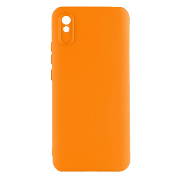 Husa protectie, interior de catifea, compatibila cu Xiaomi Redmi 9A / 9AT, FONIX BloomShield, silicon, margini ridicate, slim, Portocaliu neon2