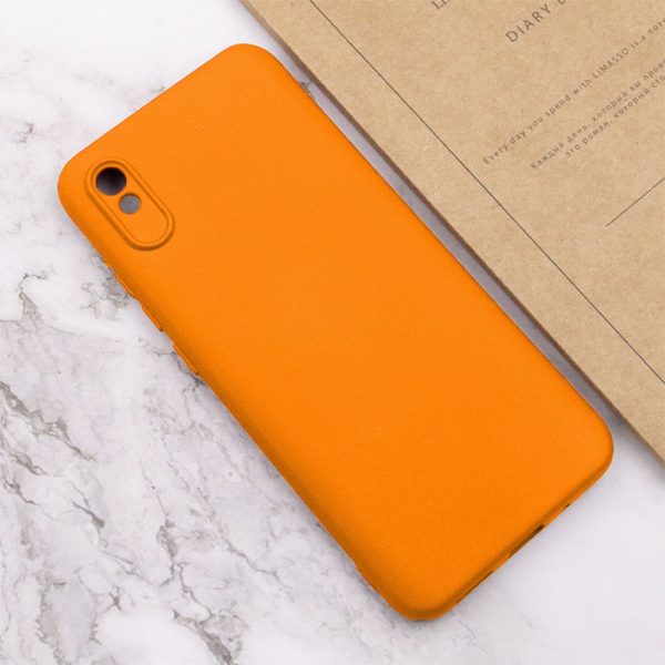 Husa protectie, interior de catifea, compatibila cu Xiaomi Redmi 9A / 9AT, FONIX BloomShield, silicon, margini ridicate, slim, Portocaliu neon