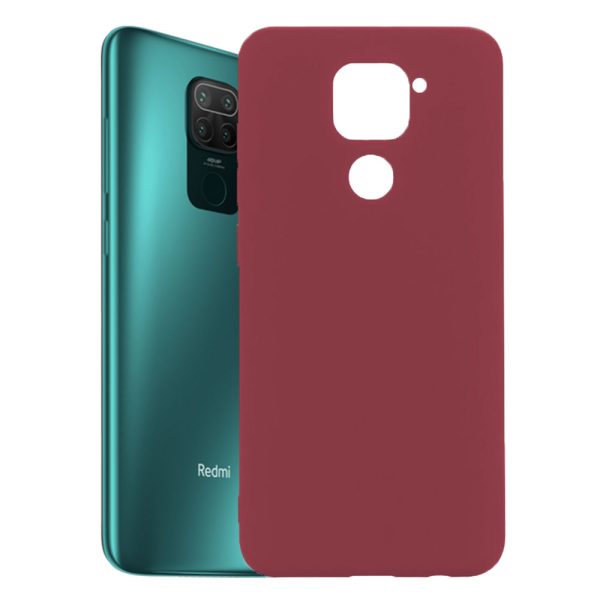 Husa protectie, interior de catifea, compatibila cu Xiaomi Redmi Note 9, FONIX BloomShield, silicon, margini ridicate, slim, Burgundy