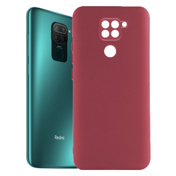 Husa protectie, interior de catifea, compatibila cu Xiaomi Redmi Note 9, FONIX BloomShield, silicon, margini ridicate, slim, Visiniu