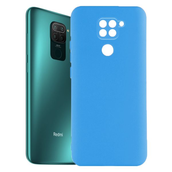 Husa protectie, interior de catifea, compatibila cu Xiaomi Redmi Note 9, FONIX BloomShield, silicon, margini ridicate, slim, Albastru