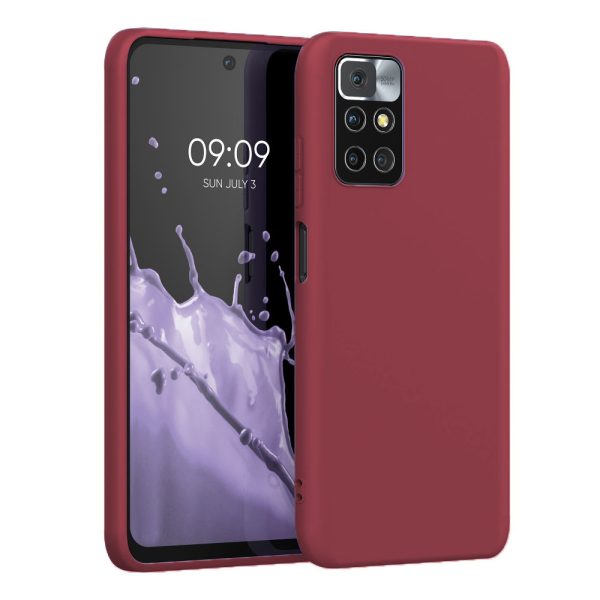 Husa protectie, interior de catifea, compatibila cu Xiaomi Redmi 10 4G, FONIX BloomShield, silicon, margini ridicate, slim, Burgundy