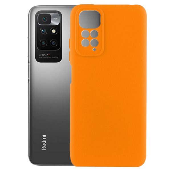 Husa protectie, interior de catifea, compatibila cu Xiaomi Redmi 10 4G, FONIX BloomShield, silicon, margini ridicate, slim, Portocaliu neon