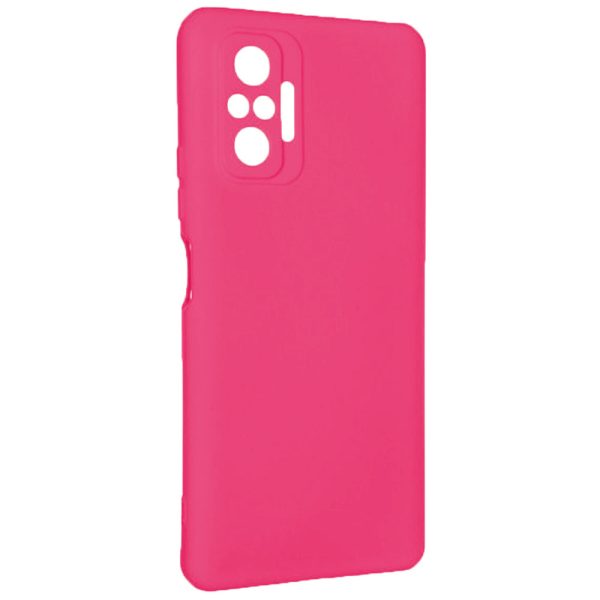 Husa protectie, interior de catifea, compatibila cu Xiaomi Redmi Note 10 4G / Note 10S, FONIX BloomShield, silicon, margini ridicate, slim, Roz neon3