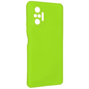 Husa protectie, interior de catifea, compatibila cu Xiaomi Redmi Note 10 4G / Note 10S, FONIX BloomShield, silicon, margini ridicate, slim, Verde neon3