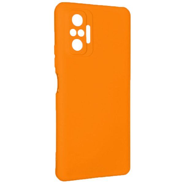 Husa protectie, interior de catifea, compatibila cu Xiaomi Redmi Note 10 4G / Note 10S, FONIX BloomShield, silicon, margini ridicate, slim, Portocaliu neon3