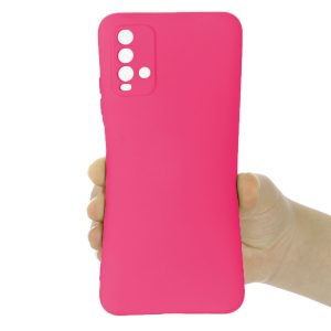 Husa protectie, interior de catifea, compatibila cu Xiaomi Redmi 9T, FONIX BloomShield, silicon, margini ridicate, slim, Roz neon