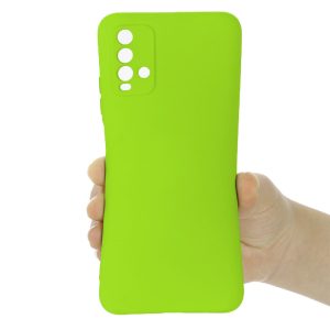 Husa protectie, interior de catifea, compatibila cu Xiaomi Redmi 9T, FONIX BloomShield, silicon, margini ridicate, slim, Verde neon