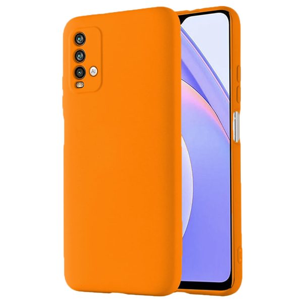 Husa protectie, interior de catifea, compatibila cu Xiaomi Redmi 9T, FONIX BloomShield, silicon, margini ridicate, slim, Portocaliu neon