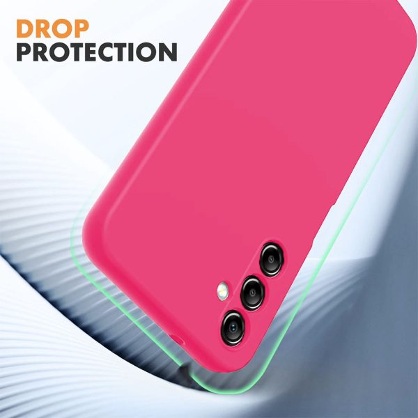 Husa protectie, interior de catifea, compatibila cu Samsung Galaxy A54 5G, FONIX BloomShield, silicon, margini ridicate, slim, Roz neon3