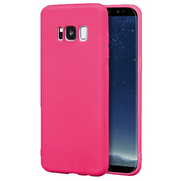 Husa protectie, interior de catifea, compatibila cu Samsung Galaxy S8, FONIX BloomShield, silicon, margini ridicate, slim, Roz neon