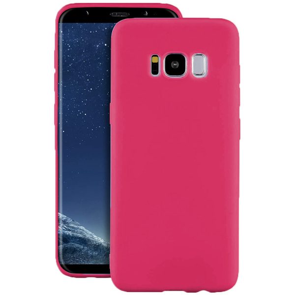 Husa protectie, interior de catifea, compatibila cu Samsung Galaxy S8, FONIX BloomShield, silicon, margini ridicate, slim, Roz neon2