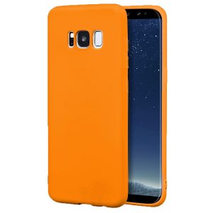 Husa protectie, interior de catifea, compatibila cu Samsung Galaxy S8, FONIX BloomShield, silicon, margini ridicate, slim, Portocaliu neon