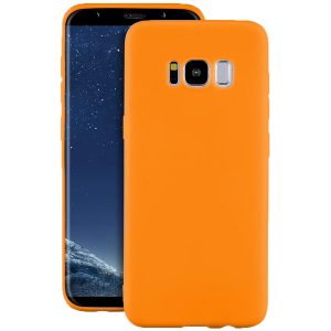 Husa protectie, interior de catifea, compatibila cu Samsung Galaxy S8, FONIX BloomShield, silicon, margini ridicate, slim, Portocaliu neon2