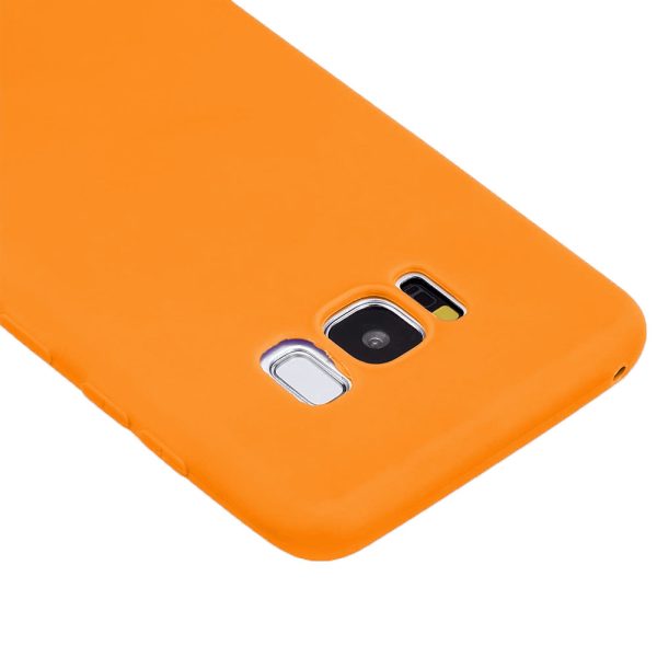 Husa protectie, interior de catifea, compatibila cu Samsung Galaxy S8, FONIX BloomShield, silicon, margini ridicate, slim, Portocaliu neon3