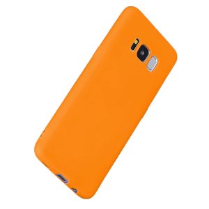 Husa protectie, interior de catifea, compatibila cu Samsung Galaxy S8, FONIX BloomShield, silicon, margini ridicate, slim, Portocaliu neon4