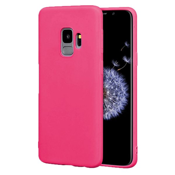 Husa protectie, interior de catifea, compatibila cu Samsung Galaxy S9, FONIX BloomShield, silicon, margini ridicate, slim, Roz neon