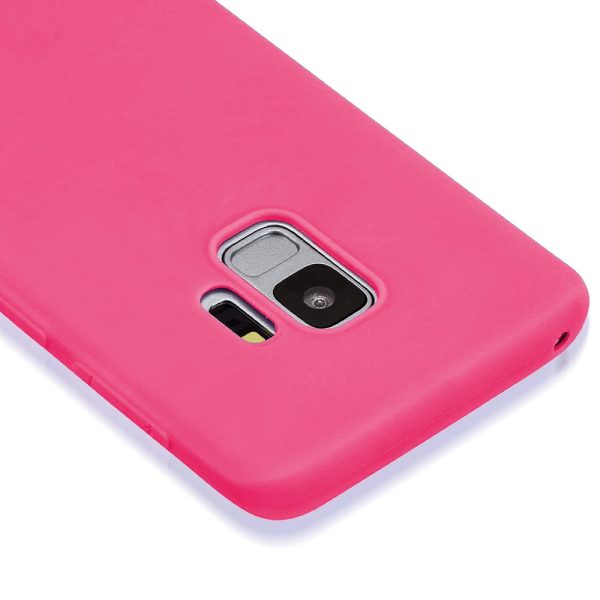 Husa protectie, interior de catifea, compatibila cu Samsung Galaxy S9, FONIX BloomShield, silicon, margini ridicate, slim, Roz neon3