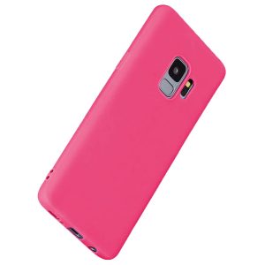 Husa protectie, interior de catifea, compatibila cu Samsung Galaxy S9, FONIX BloomShield, silicon, margini ridicate, slim, Roz neon