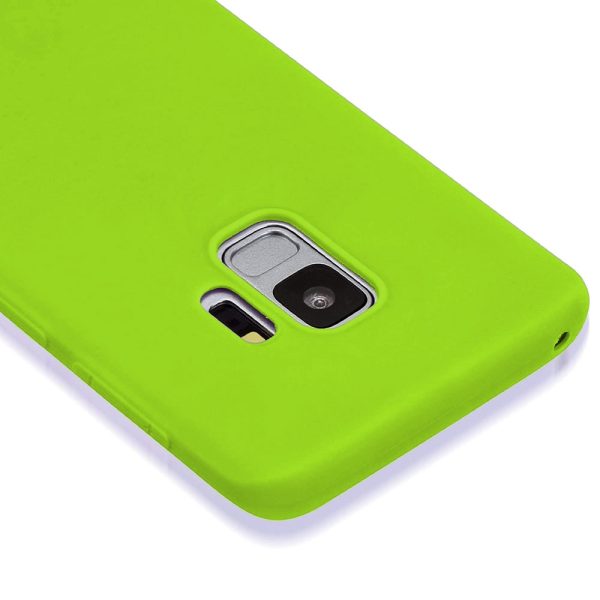 Husa protectie, interior de catifea, compatibila cu Samsung Galaxy S9, FONIX BloomShield, silicon, margini ridicate, slim, Verde neon3