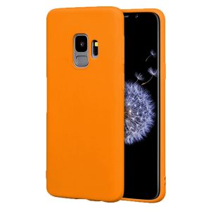 Husa protectie, interior de catifea, compatibila cu Samsung Galaxy S9, FONIX BloomShield, silicon, margini ridicate, slim, Portocaliu neon