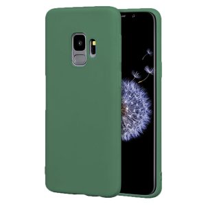 Husa protectie, interior de catifea, compatibila cu Samsung Galaxy S9, FONIX BloomShield, silicon, margini ridicate, slim, Verde inchis